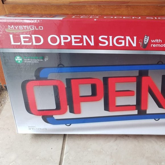 Mystiglo LED Open Sign Remote Brighter Than Neon Energy Saving New Large 22" - Picture 1 of 2